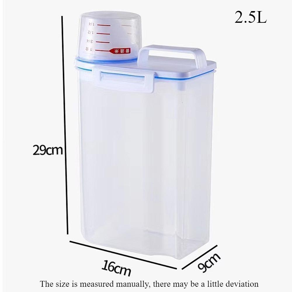 Food Storage Rice Jar 4 Lb 1/2 Kg Rice Dispenser with Measuring Cup, BPA Free Plastic Kitchen Food Storage Rack for Oatmeal