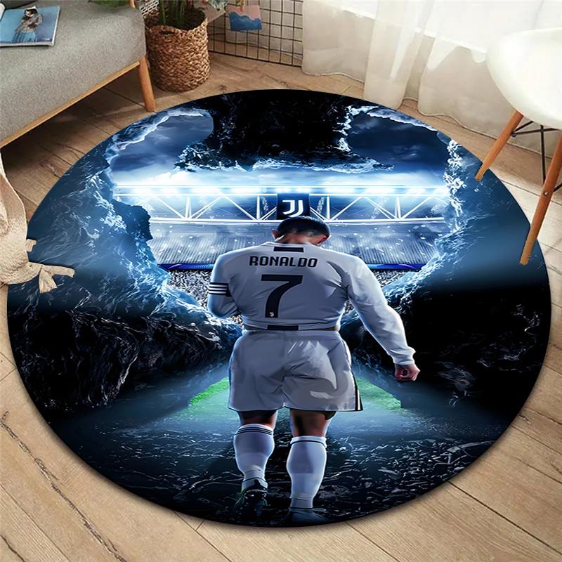 Ronaldo Round Area Rug,Carpet Rug for Living Room Bedroom Sofa Playroom Decor,Non-slip Floor Mat