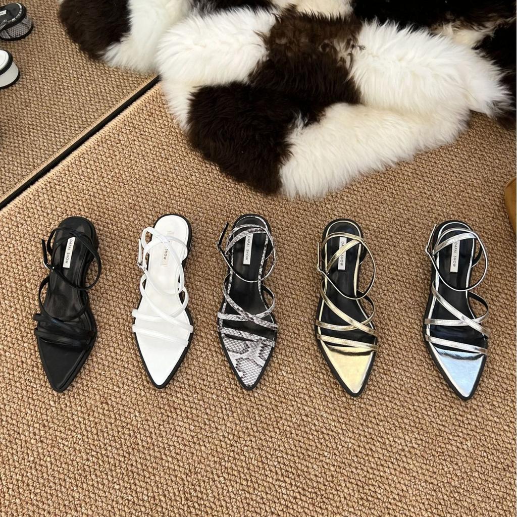 2025 spring and autumn new fashion small fragrant wind slope heel sandals girl wearing half slippers fairy strap sandals girl