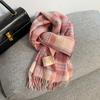 100% Pure Wool Scarf Female Winter Warm Cashmere Shawl Checkerboard Grain Design Couple Accessory Premium Sense Windproof Scarf