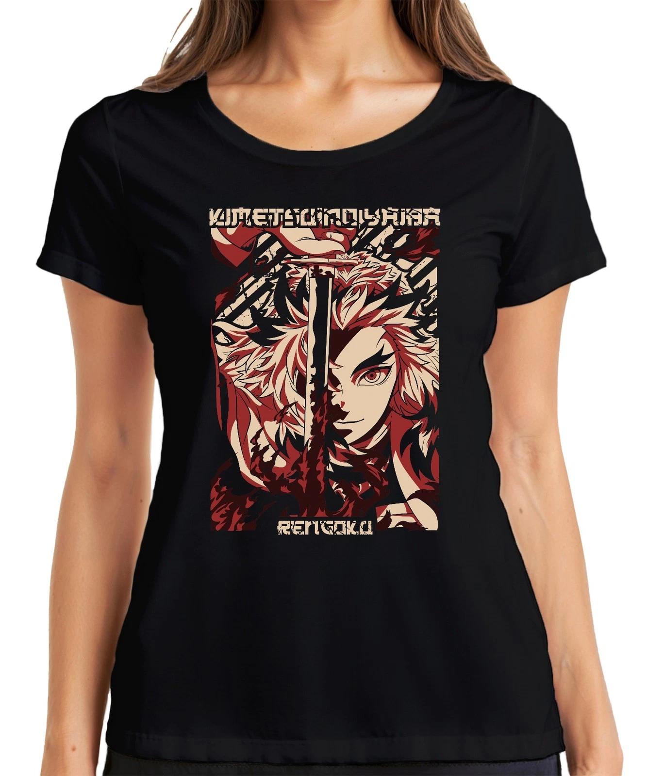 Rengoku Kimetsu no Yaiba Demon Slayer Flammen Schwert Damen T-Shirt XXXXL
