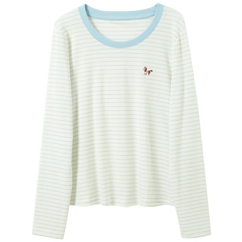 Sancai Women s Plus Size Lyocell Striped Long Sleeve T-Shirt XXL
