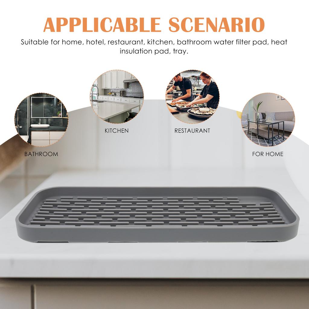 Silicone Storage Tray Thickened Non Slip Dish Drying Mat Household Kitchen Countertop Silicone Drying Tray Heat Insulation Pad