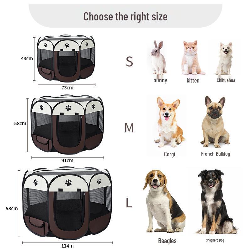 Quick-Fold Octagonal Pet Tent: Outdoor Oxford Cloth Cage for Cats & Dogs