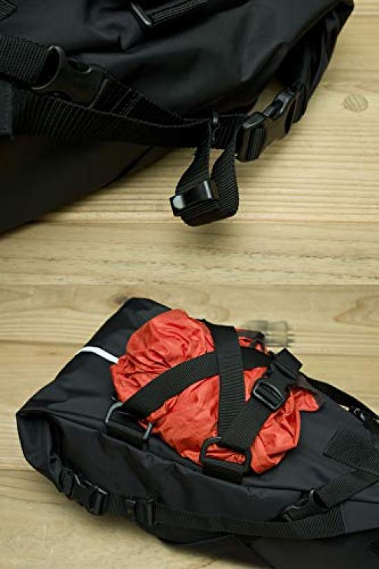 RIN PROJECT Travel Saddlebag 14L Bikepacking Bicycle 1050 BLACK Roll-Top (Black/FF)