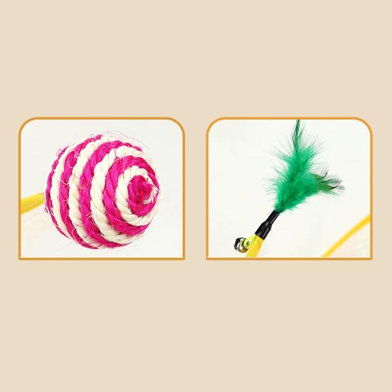 Self Play Cat Tunnel Spring Toy Collapsible Cat Hunting Spiral Tunnel with Feather And Mouse/Ball for Indoor Cats Puppy Kitten Rabbit