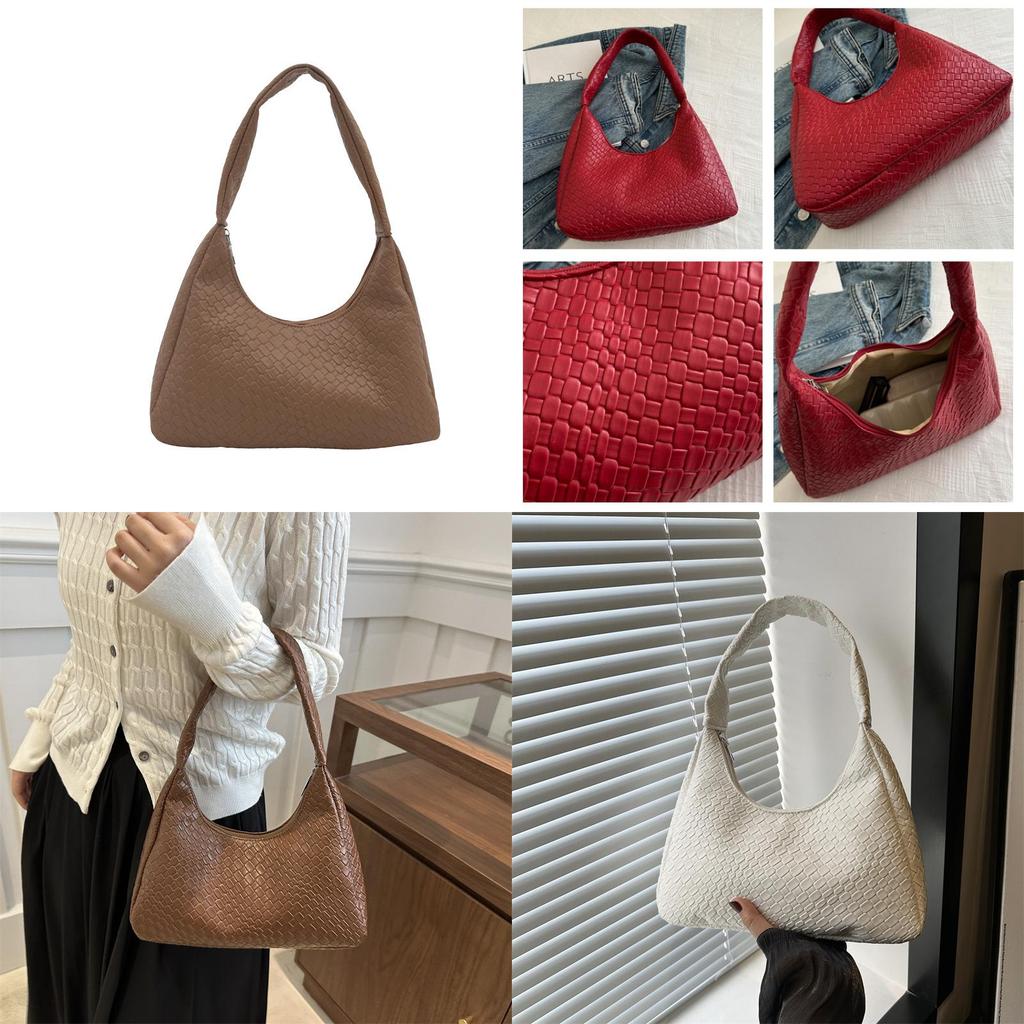 Versatile Woven Diamond Pattern Womens Shoulder Bag Chic And Spacious Ideal For Everyday Use