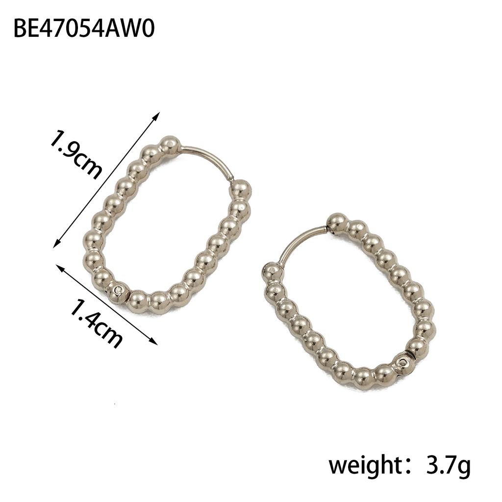 CARLIDANA New Trendy Earring Waterproof Tarnish Free 18K Gold Plated Dainty Bead Oval U Stainless Steel Hoop Earrings for Women