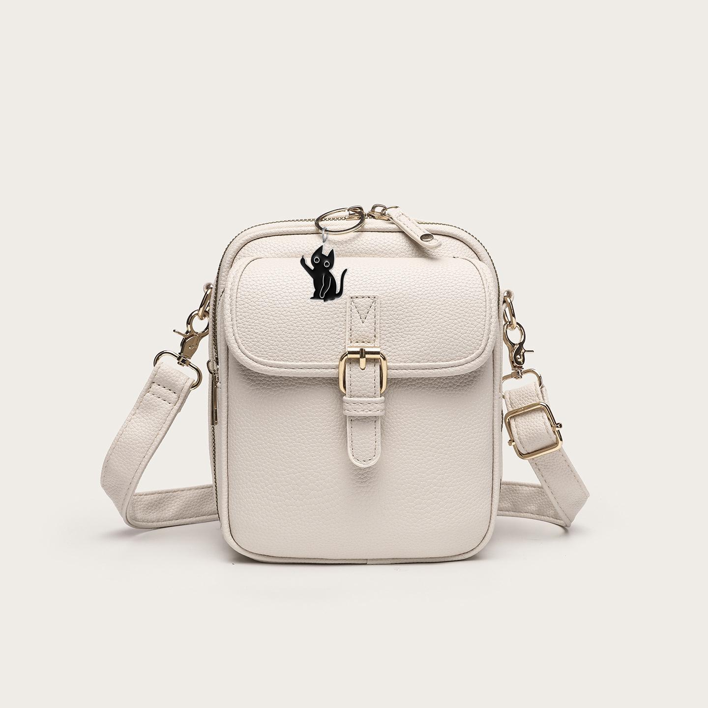 

Retro Leather Women Messenger Bag with Adjustable Removable Strap Anti-theft Crossbody Leather phone Bag Vintage Large Capacity белый