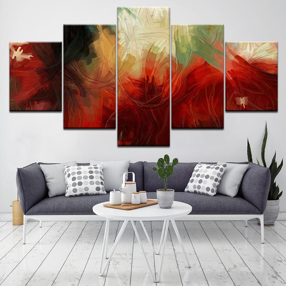 

The abstract red and yellow 5 Piece Wallpapers Art Canvas Print modern Poster Modular art painting for Living Room Home Decor 20x35 20x45 20x55cm