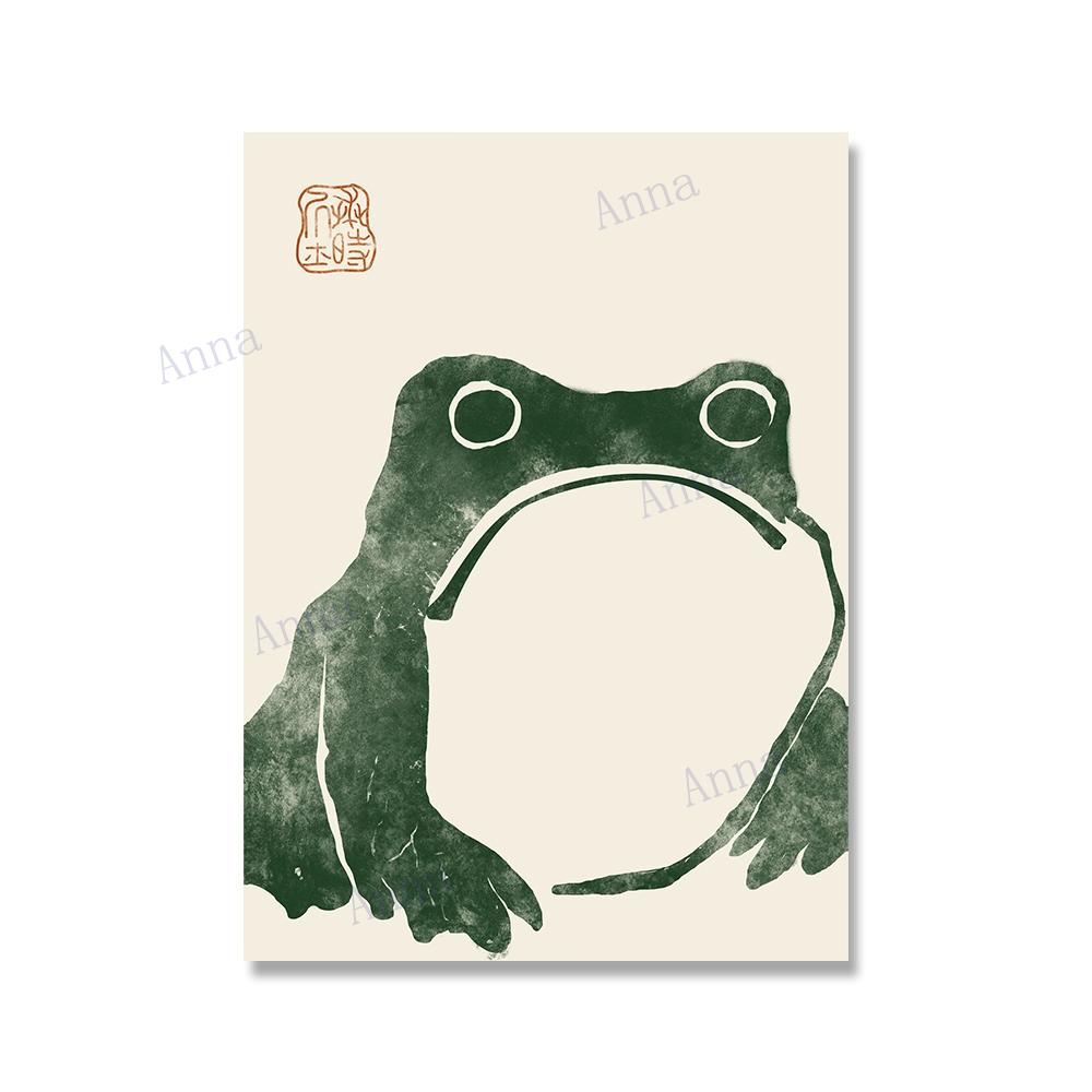 Антикварный винтажный холст с лягушкой Мацумото Ходзи, японский холст с принтом на дереве, уродливая милая жаба, ваби саби, настенный художественный декор, живопись без рамки