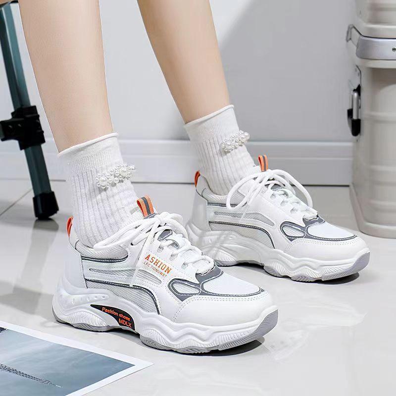 Mesh Breathable Clunky Sneakers Women's Summer New All-Match Soft Bottom Travel Thick Bottom Thin Heightened Sneakers