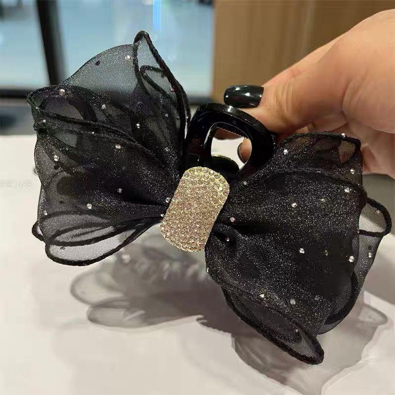 Luxury Black Feather Claw Hair Clip for Women's Updo Hairstyles