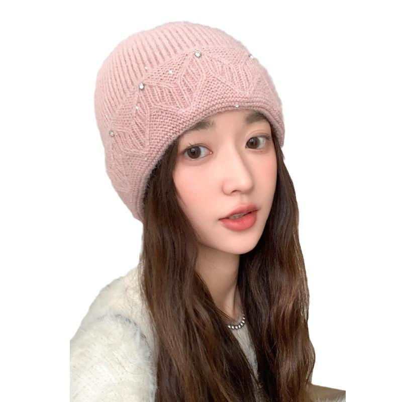 Korean Version of Autumn and Winter New Hat for Women Solid Color Versatile Knitted Wool Hat for Winter Warmth Student Pullover Ear Protection Hat