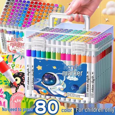 Acrylic Marker and Colored Pencil Set: 24 Opaque Colors, 36 Paint Brushes for Kindergarten Art