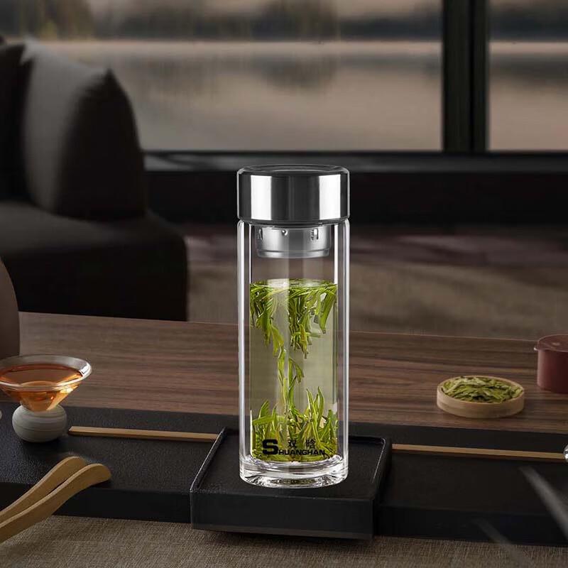 Shuanghan SH-2141 Double-Wall Borosilicate Glass Tea Tumbler