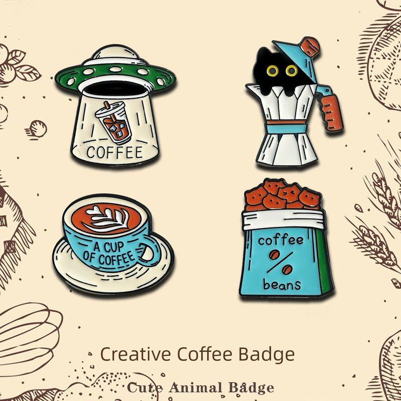

Creative Cat Coffee Coffee Brooch Black Cat Ins Golden M Badge Stylish Female Creative Gift Ornament Accessories 4 Creative coffee