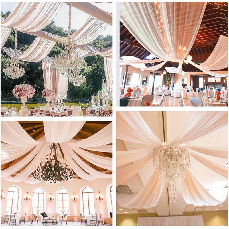 6 Panels 2.46ft X 10ft Wedding Ceiling Drapes Chiffon Fabric Event Party Banquet Drapes for Ceremony Stage Roof Decoration