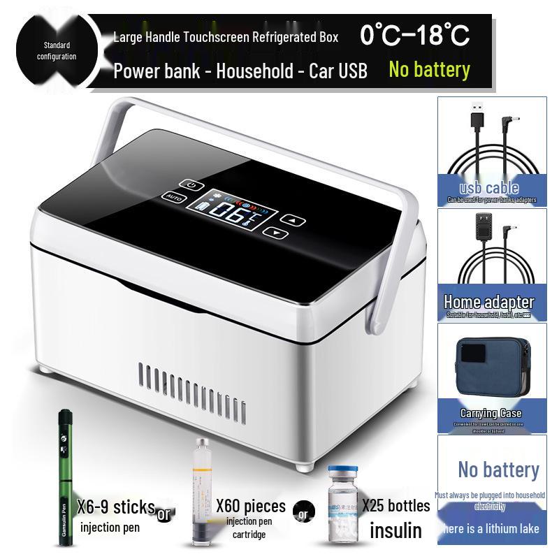 Portable Mini Insulin Refrigerator with Rechargeable Temperature Control