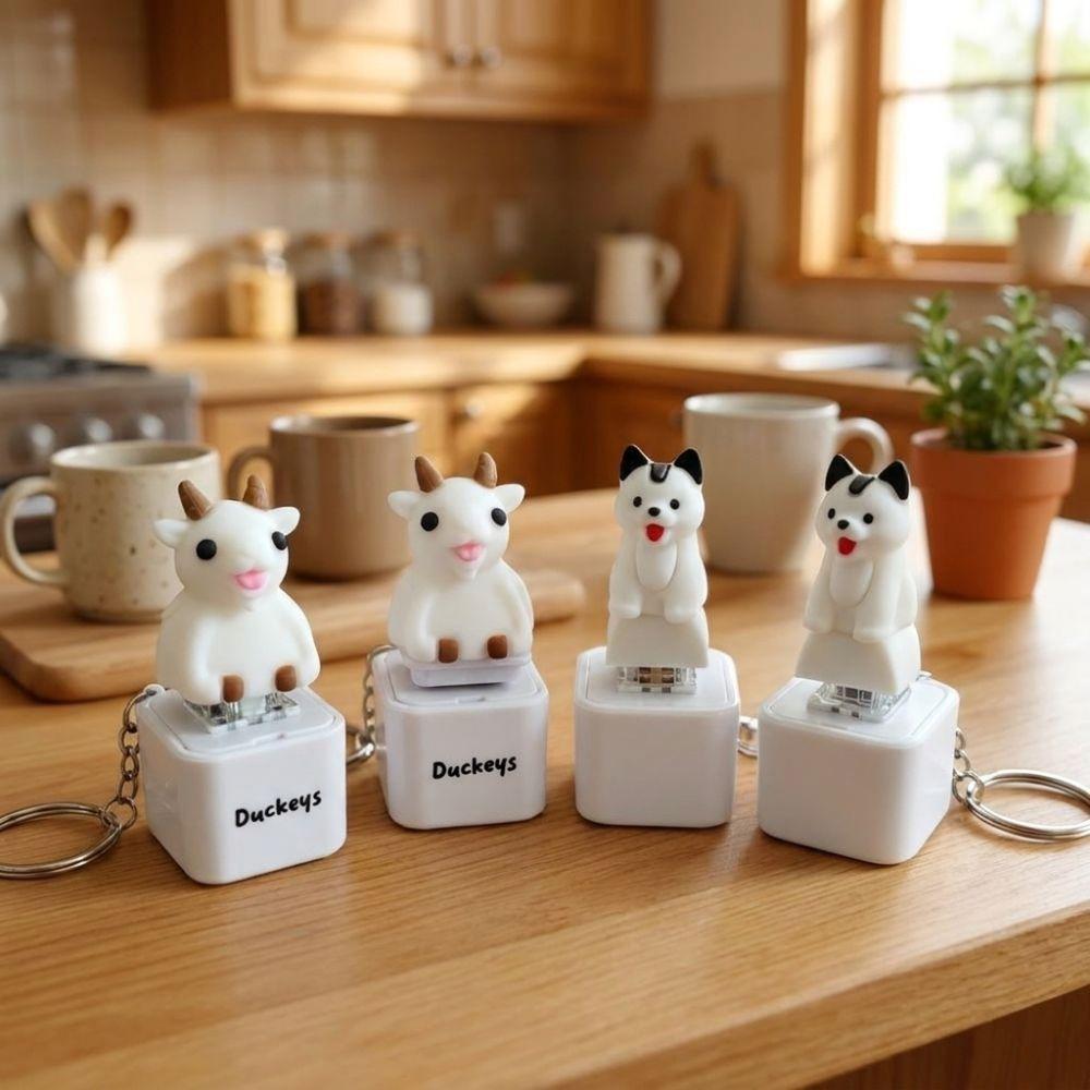 Glowing Light Up Pet Key Charm Pendant Simulation Fidget Button Key Chain  Backpack Pendant