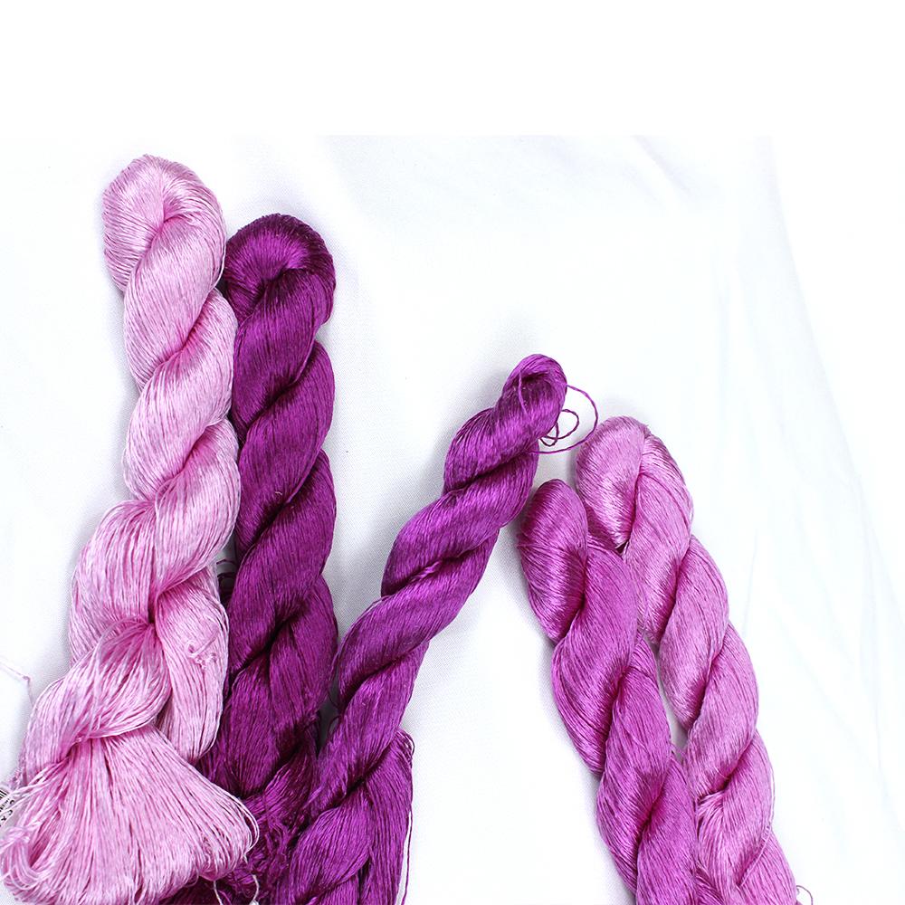 1pcs 100% Silk Thread  Hand Embroidery Embroider Cross Stitch 400m Silk Embroidery Thread Rose Purple /9 Pure Colors