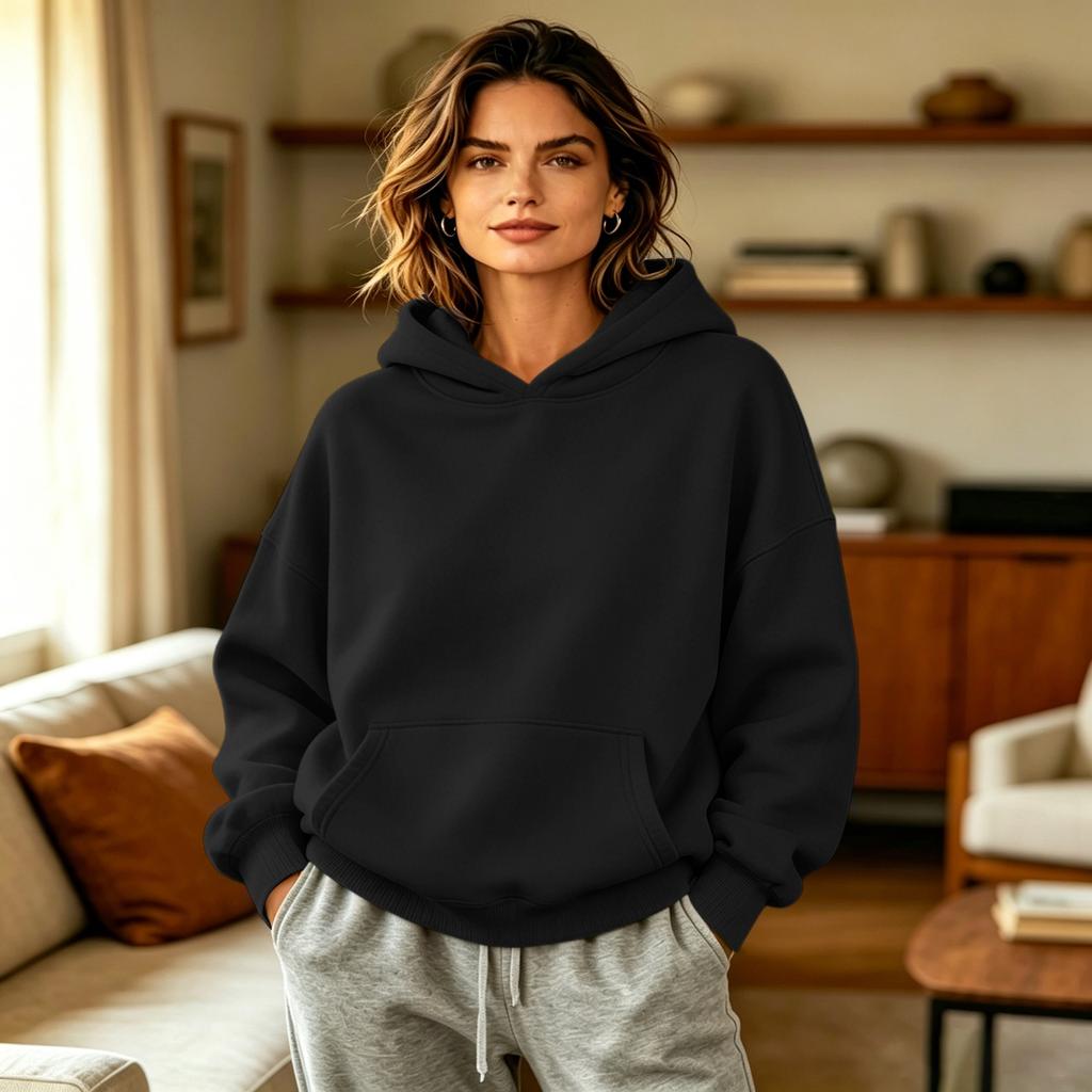 Damen Kapuzenpullover mit Taschen Langarm für Herbst und Winter