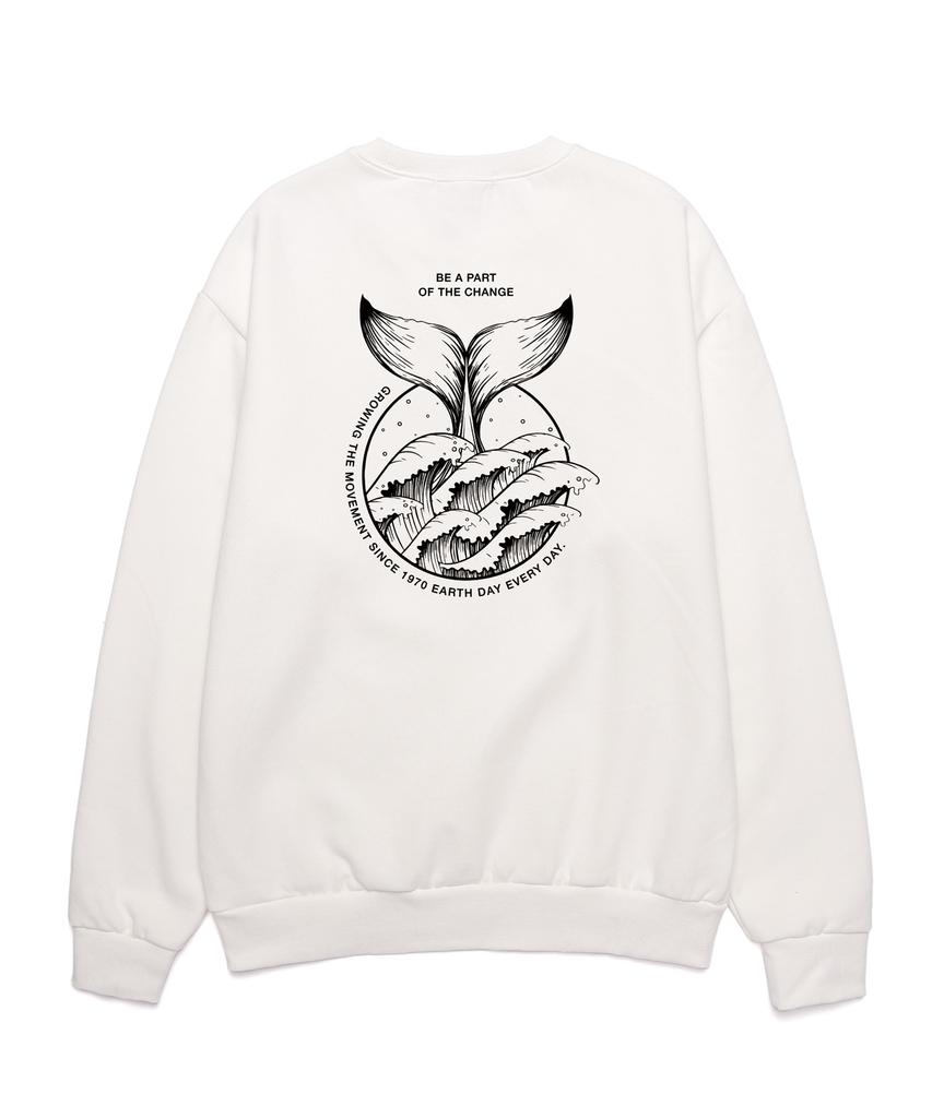 VANNWORKS Earth Day Ever Day Oversized Sweatshirt ((Vls0005) White (A Type)