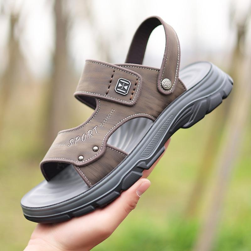 Summer new men's beach shoes outdoor men's sandals casual leather cool slippers men's shoes