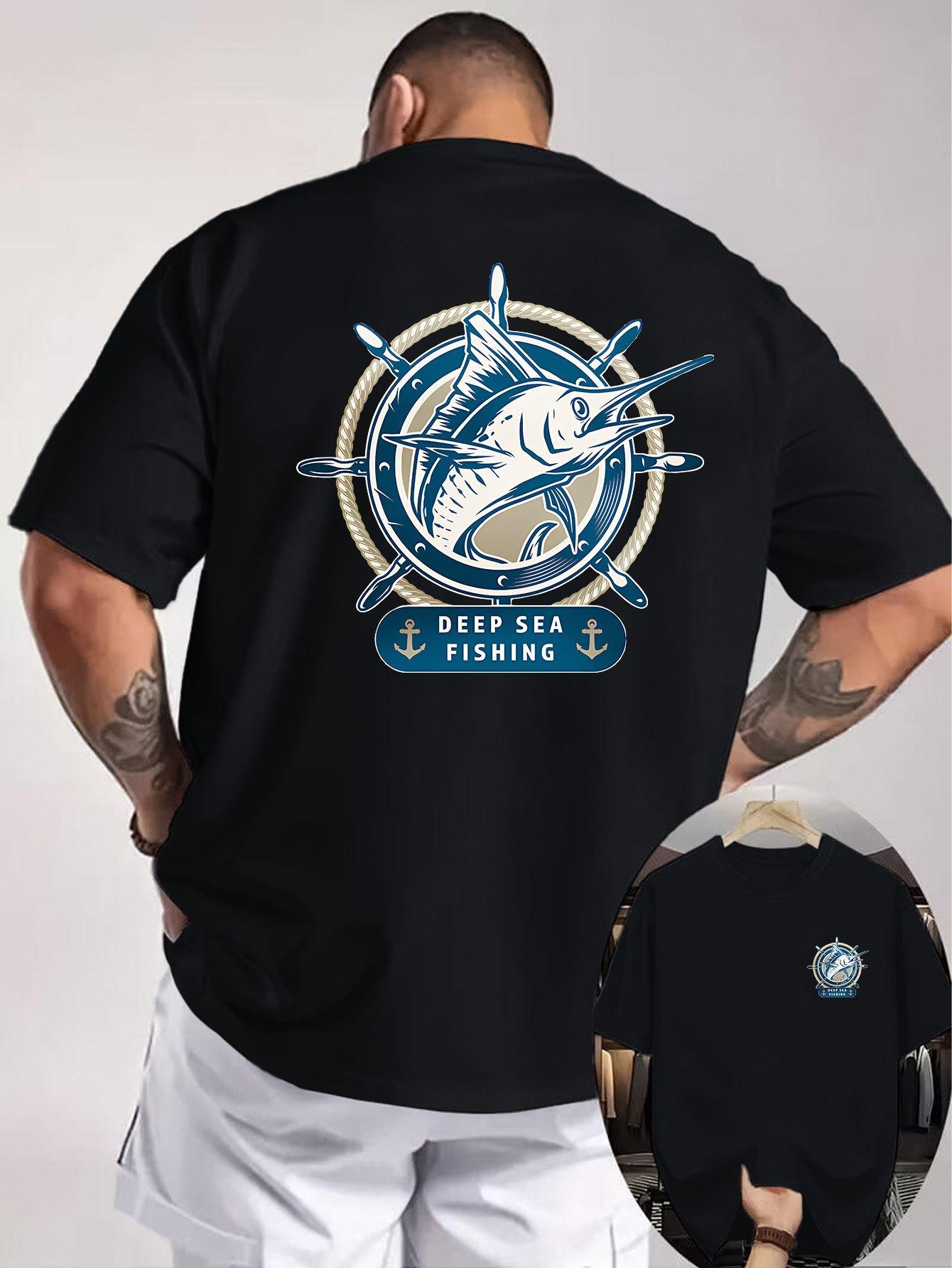2026 Summer Mens Nautical Fishing Element TShirt Stylish and Casual Tee Streetwear Oversized Loose Casual Short Sleeve M