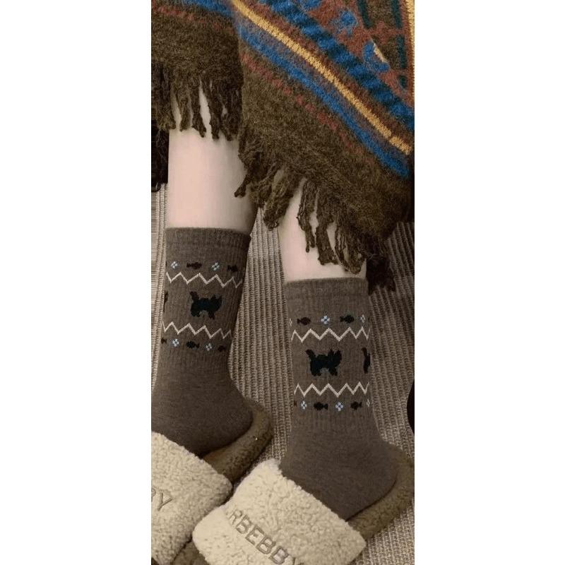 Female Autumn and Winter Warm and Thick New Style All Build National Wind Tube Pile Socks