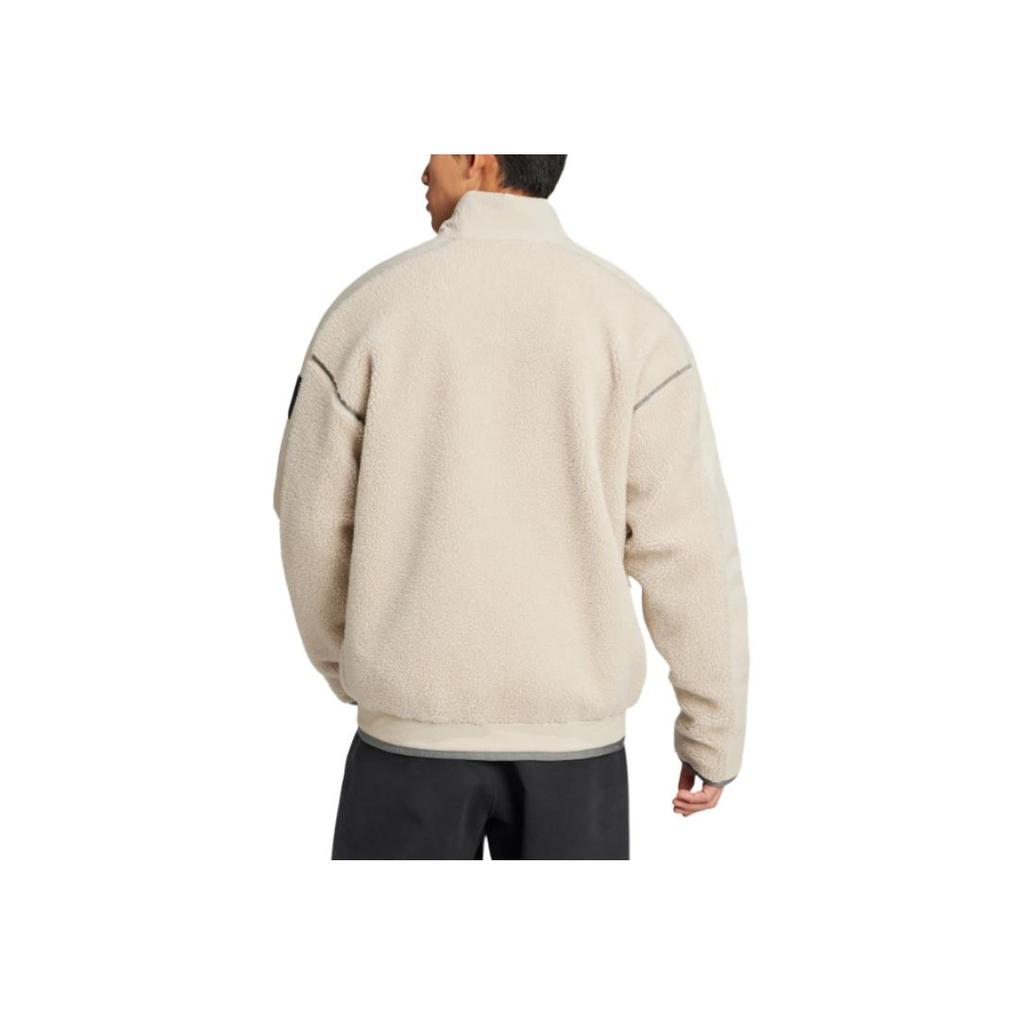 Adidas X National Geographic Collaboration FW24 National Geographic Jacket Stand Collar Casual Velvet Feel Coat Men Jacket Brown JJ4355