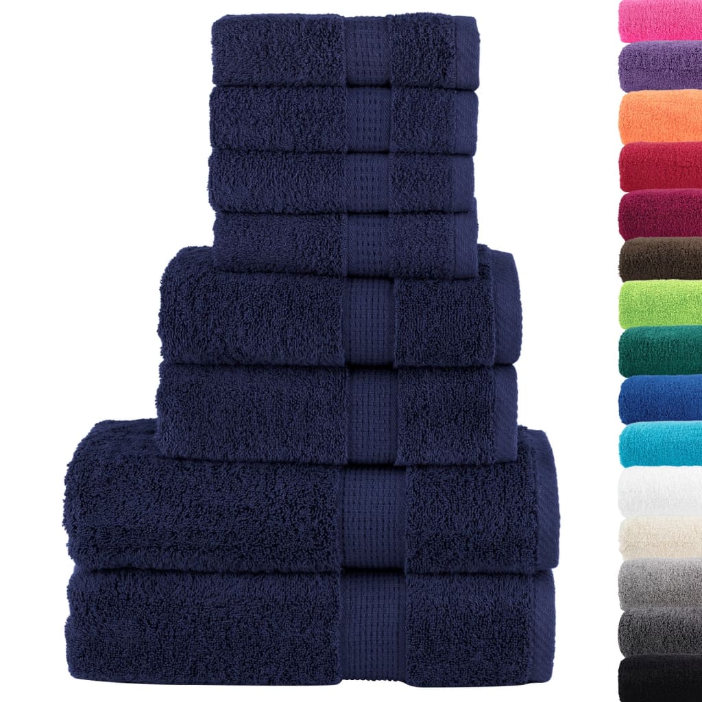 8 piece Premium Towel Set SOLUND Navy Blue 600 g m²