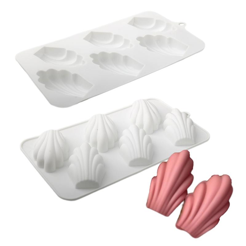 6 or 8 Cells 3D Shell Design Pudding Mousse Cake Moulds Madeleine Dessert Chocolate Silicone Mold Cake Decorating Tools