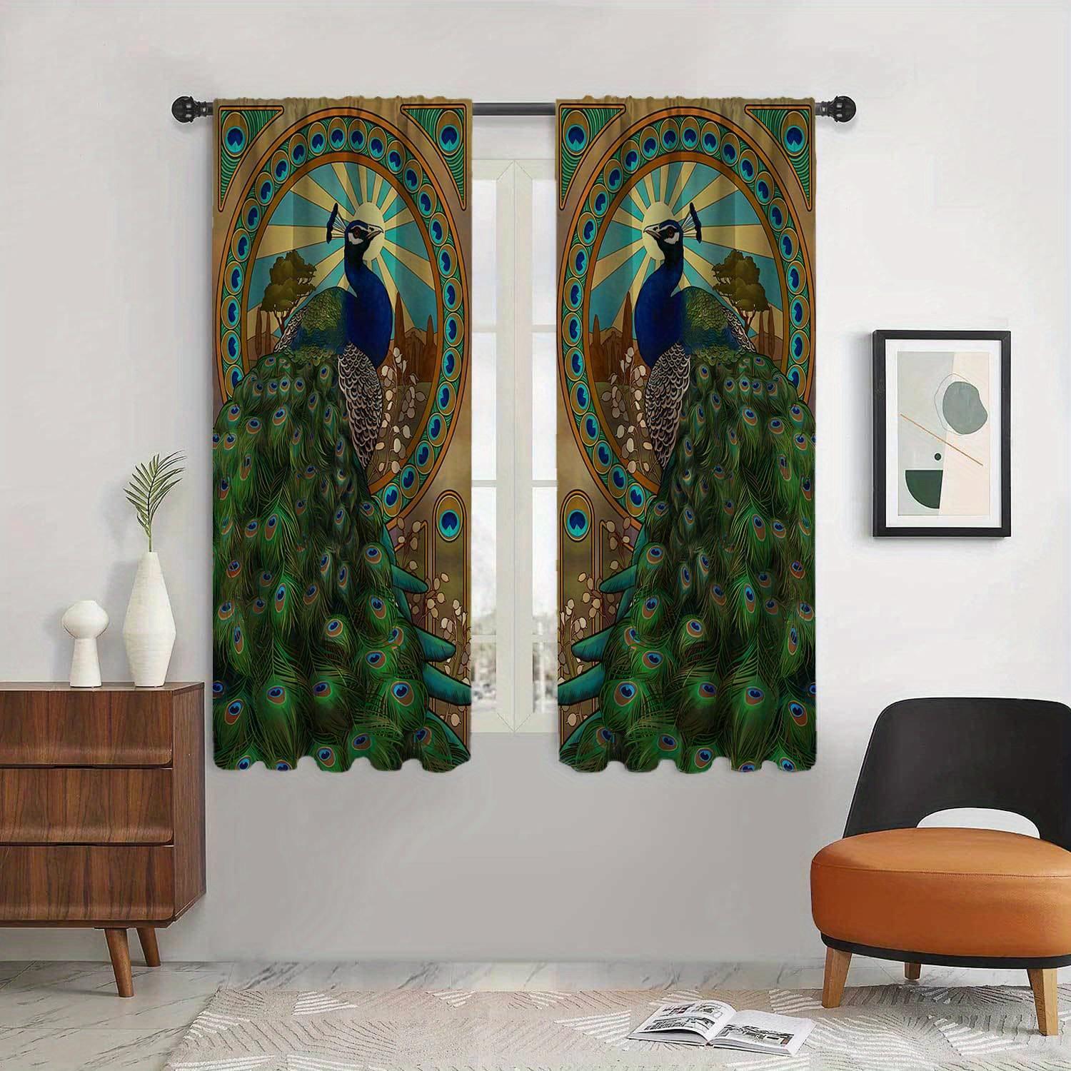 

2 шт. Яркие шторы с рисунком Феникса для гостиной, спальни, украшения, 3D-цифровая печать, карманные шторы для гостиной, дома W50 X H130(CM)X2&Hook