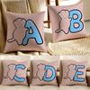 Cute Cat Hugging English Letters Cushion Cover Pillowcase Antidustmite Living Room Sofa Decor Cushion Room