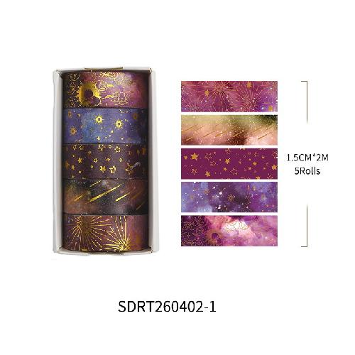 Sternenhimmel-Scheiben und Papierband Geheimnisvolle Sterne Mond Sonnenblume Diy Handgemachte Aufkleber Beliebtes Feuerwerksband