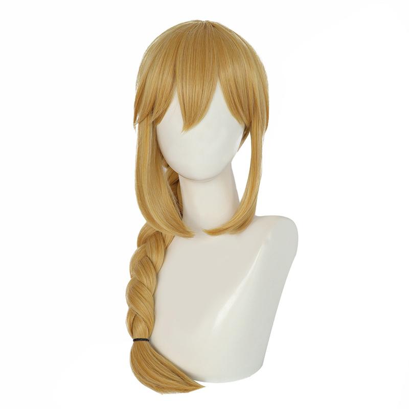 Premium Synthetic Applejack Wigs for Women Blonde Color Long Straight Hair Braided Wig with Bangs Pony Applejack Cosplay Costume
