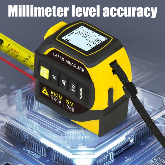 Digital Tape Measure High Accuracy 40/60/80/100M Light Measuring Tool Backlit LCD Display Rechargeable DIY Construction Electric Distance Meter