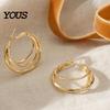Earring 1 Pair Gold/Silver Hoop Earrings for Women, Chunky Casual And Formal Triple Split Earrings, Multi Statement Jewelry