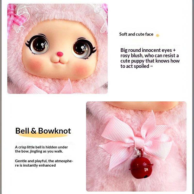 Cute Dog Vinyl Face Plush Toy Pendant Keychain Ornaments Delicate Doll Backpack Hangings Decor Car Keyring For Women Girls Kid