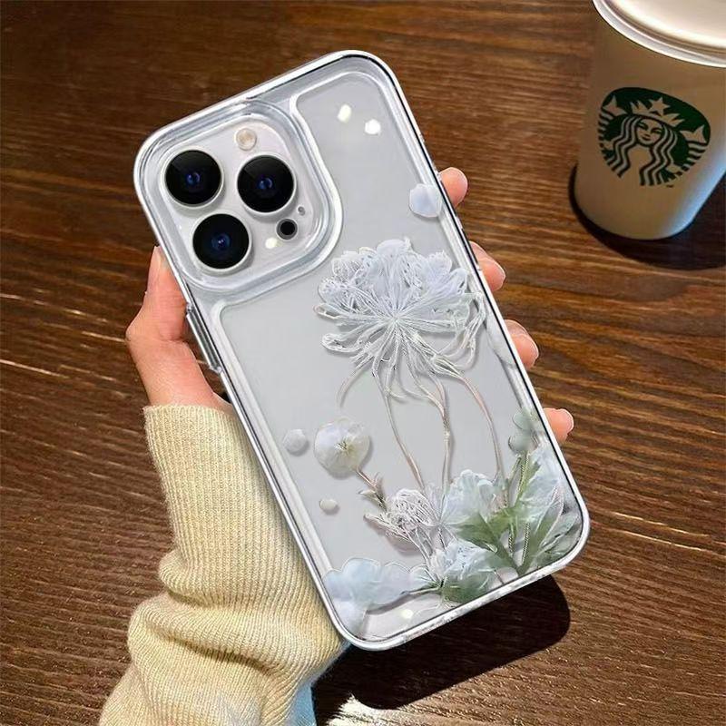 

Цветочный чехол для iPhone 16 Pro Max в сказочном стиле: Прозрачный, Прочный, Ударопрочный, Совместим с моделями 14/15 iPhone 8