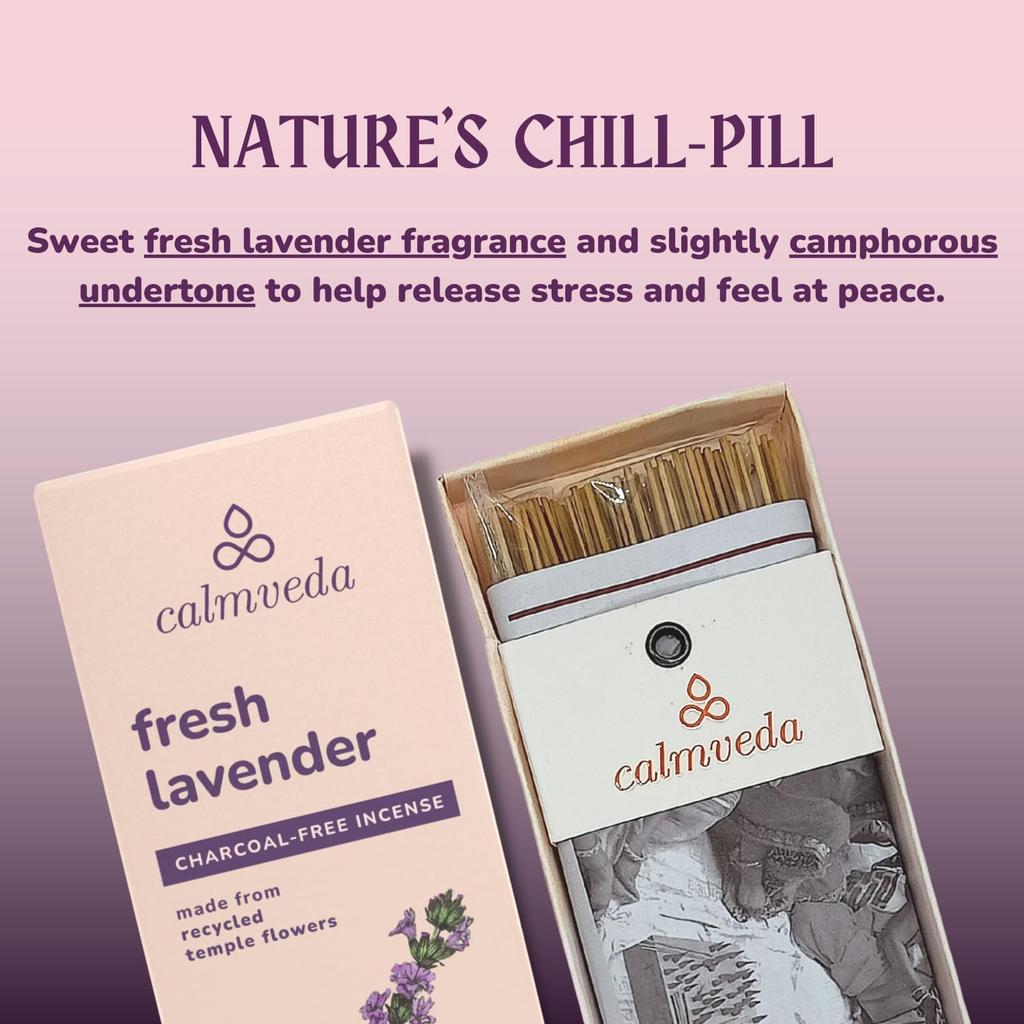 Fresh Lavender Incense for Calming - 80 Charcoal Free Incense Sticks