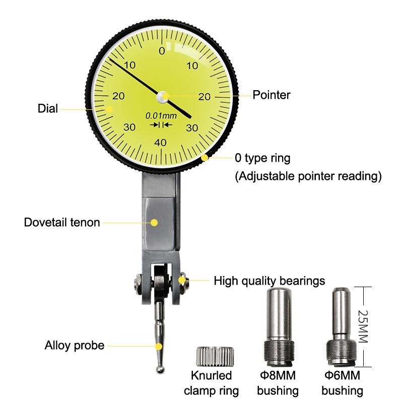0-0.8Mm Level Gauge Scale Precision Dial Test Indicator Digital Dial Indicator Universal Flexible Magnetic Base Stand Holder