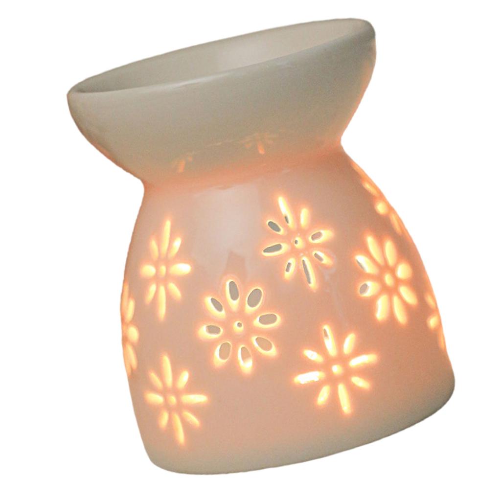 Ceramics Tealight Candle Holder Aromas Diffuser Essential Oil Burners for Home Decoration Romantics Hollowed Out Pattern