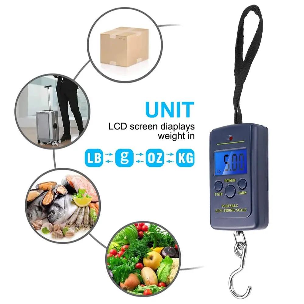 40Kg Hanging Scale with BackLight Electronic Fishing Weights Scale LCD Digital Mini Scales Pocket Scale Outdoor Luggage Scales