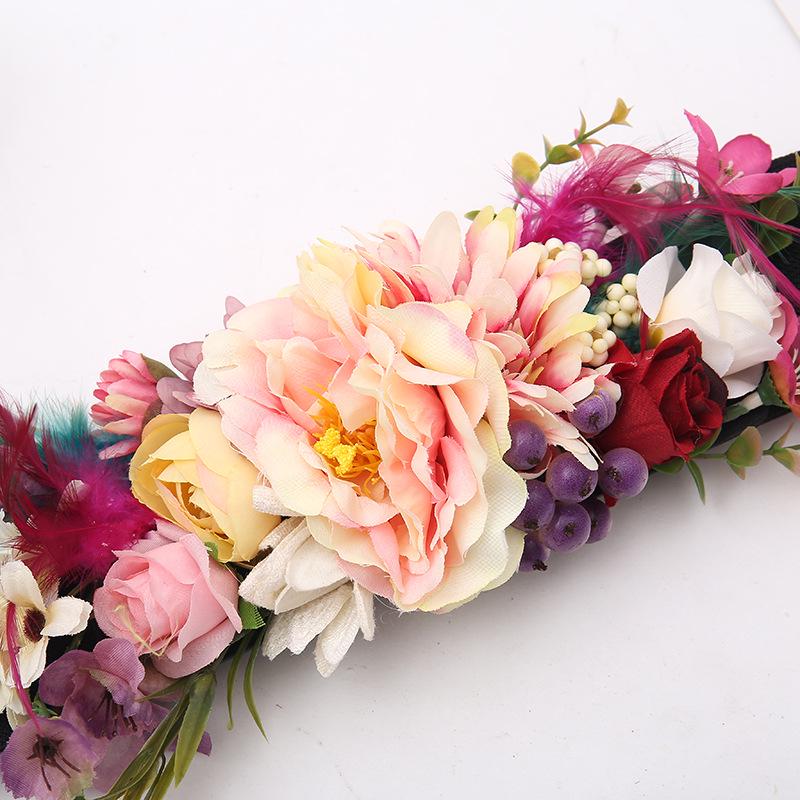 Bridal Feather Flower Elastic Waistband Accessory