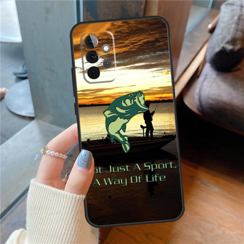 Hunter Man Fishing Dog Case For Samsung Galaxy A16 A13 A26 A36 A56 A06 A55 A35 A15 A54 A34 A14 A53 A12 A22 A32 A52