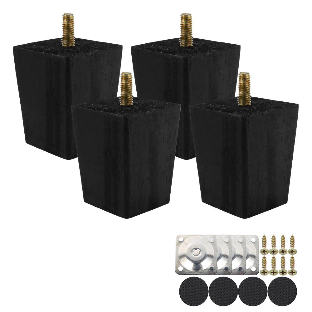 4Pcs Solid Wood Furniture Legs 6/15/10cm Wooden Sofa Legs Couch Bed Cabinet Table Chair Replacement Feet Square Foot Accessories