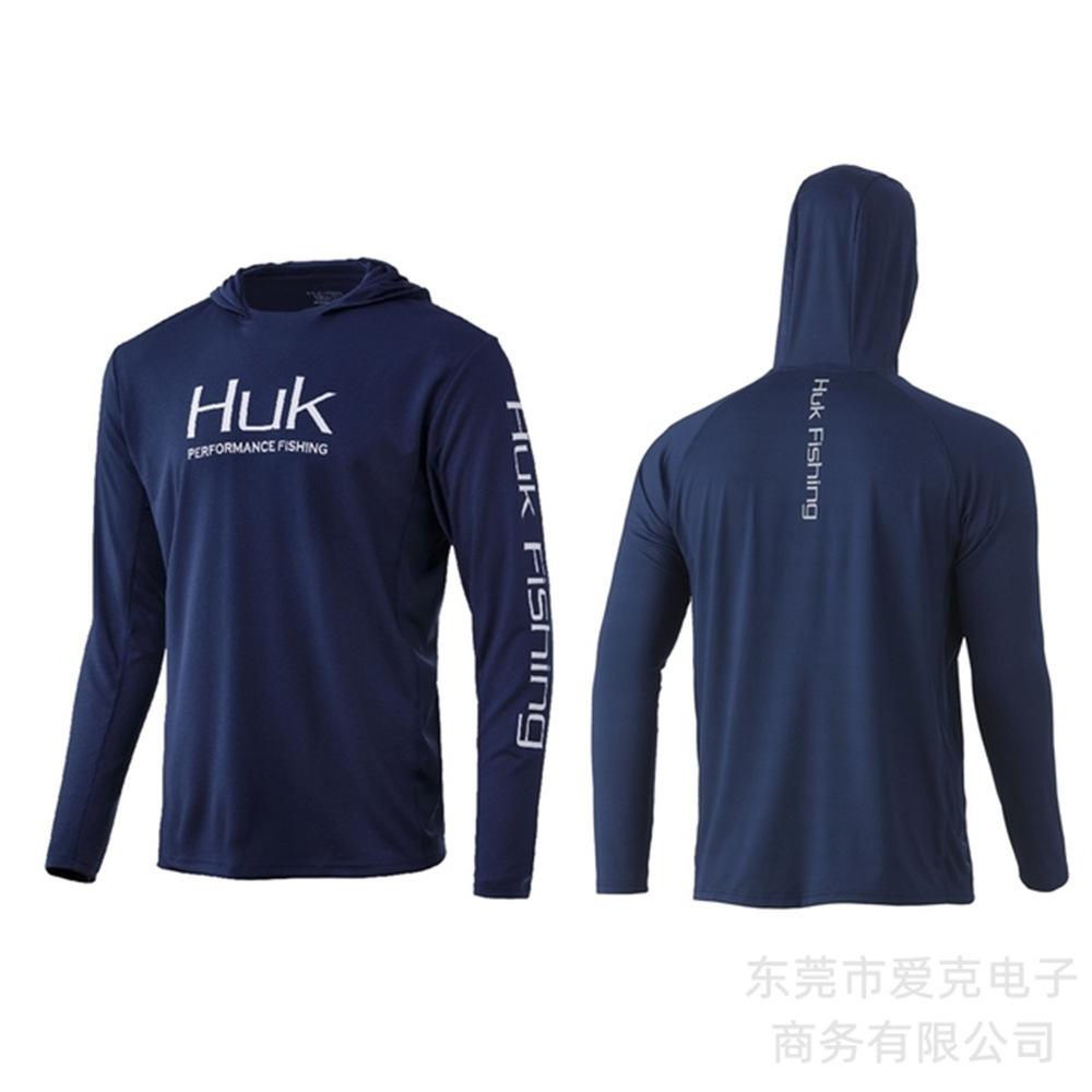 HUK Fishing Shirt Hooded Long Sleeve T-Shirt Men's Sunscreen Fishing Suit Outdoor Sports Luya Fishing Suit Quick Drying Breathable