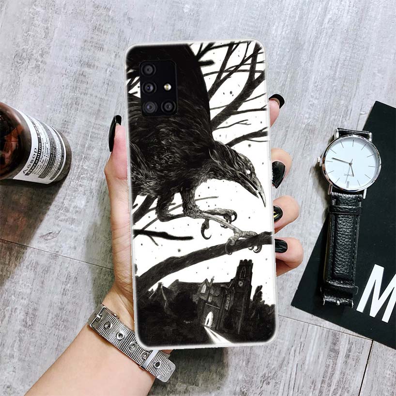 Crow Raven Dark Skull Phone Case For Samsung Galaxy A12 A22 A32 A42 A52 A72 A51 A71 5G A41 A31 A21 A02S M12 M21 M31 M30S Fundas